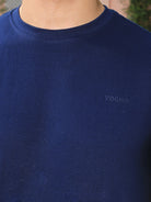 Men Blue Crew Neck Short Sleeve 100% Cotton T-shirt