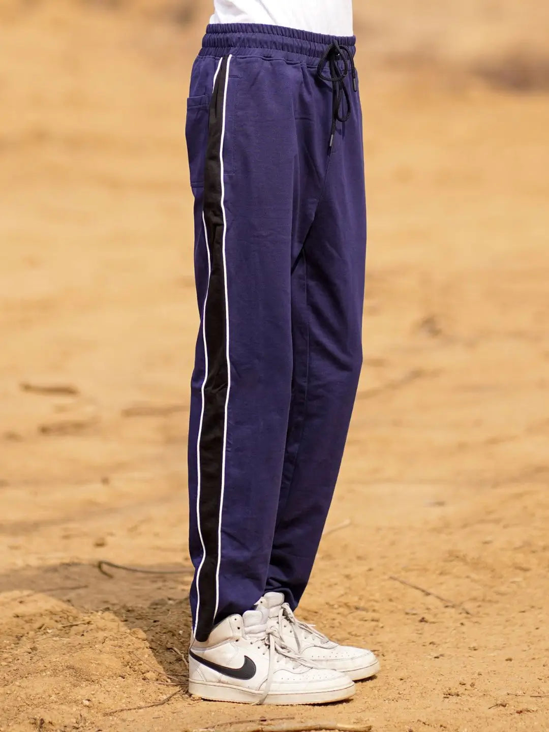 navy cotton track pant for men