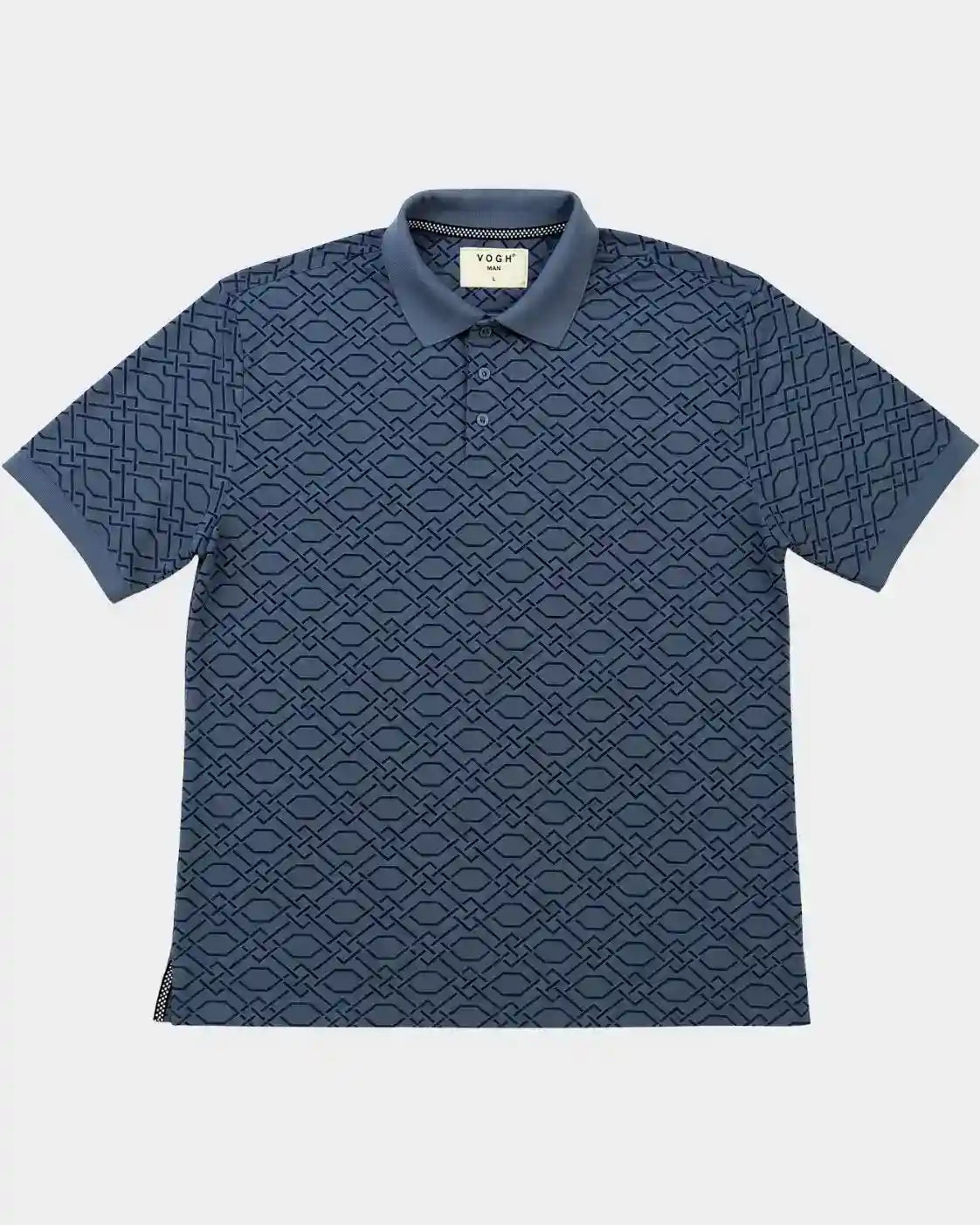 Ashort-sleeve polo t-shirt with geomatric pattern