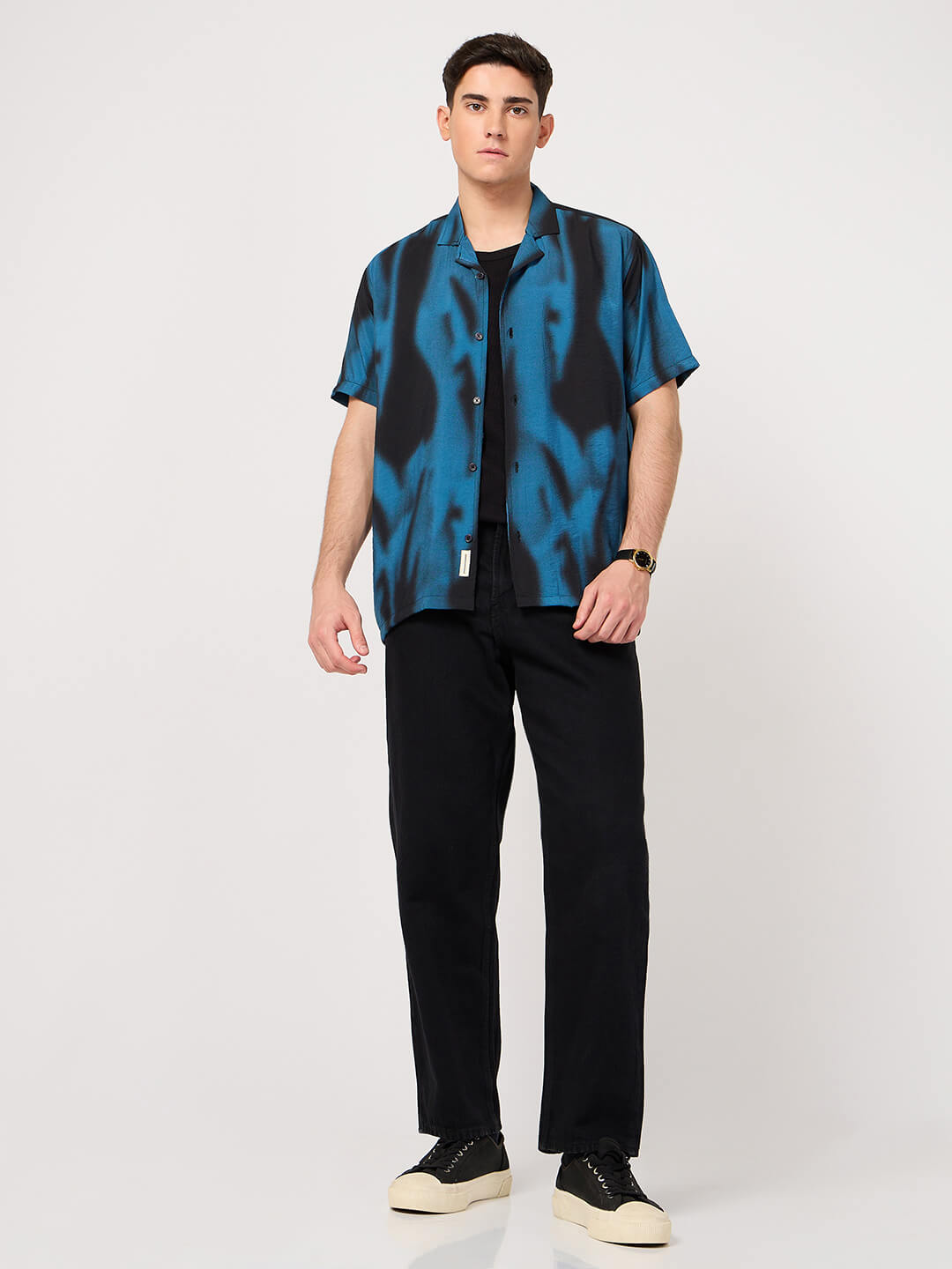  blue and black resort shirt for men