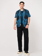  blue and black resort shirt for men