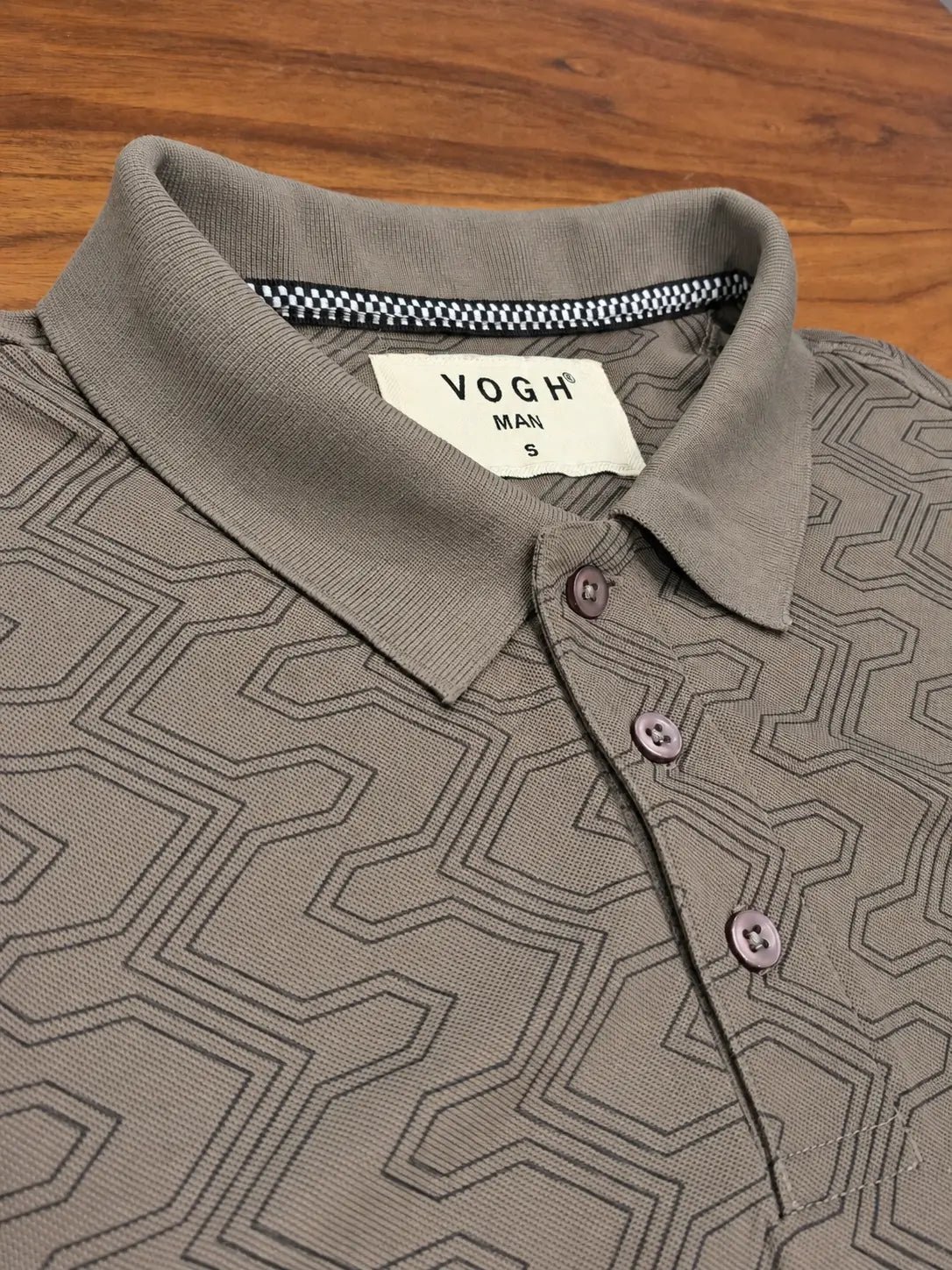 vogh gemetric print polo t-shirt