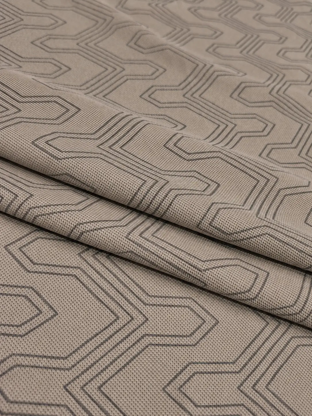 gemetric pattern print polo t-shirt fabric closeup