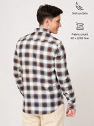 stylish oxford cotton bold maroon check shirt for men