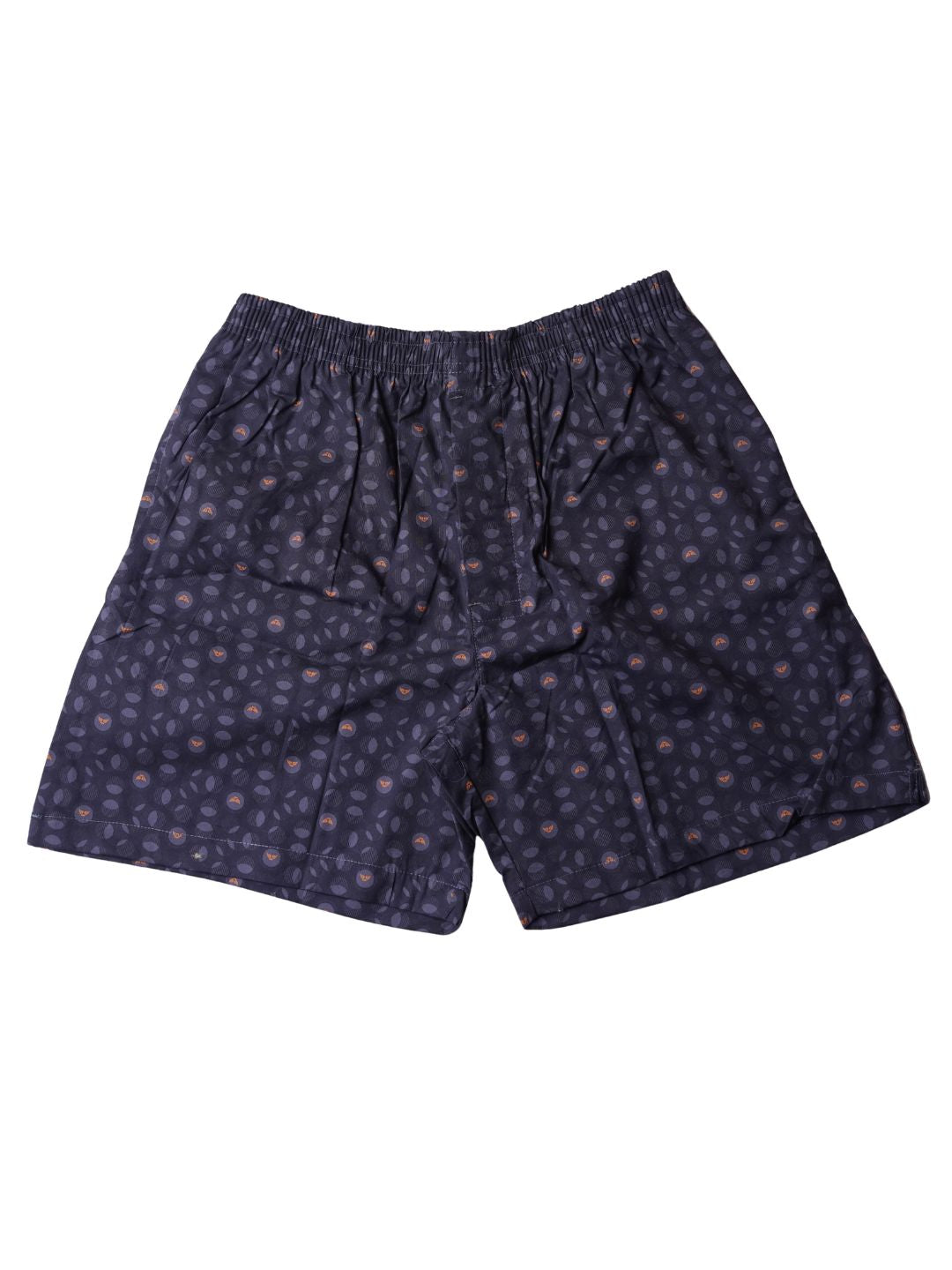 Navy blue boxer shorts with a subtle pattern