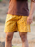 mens yellow boxer shorts with a pattern