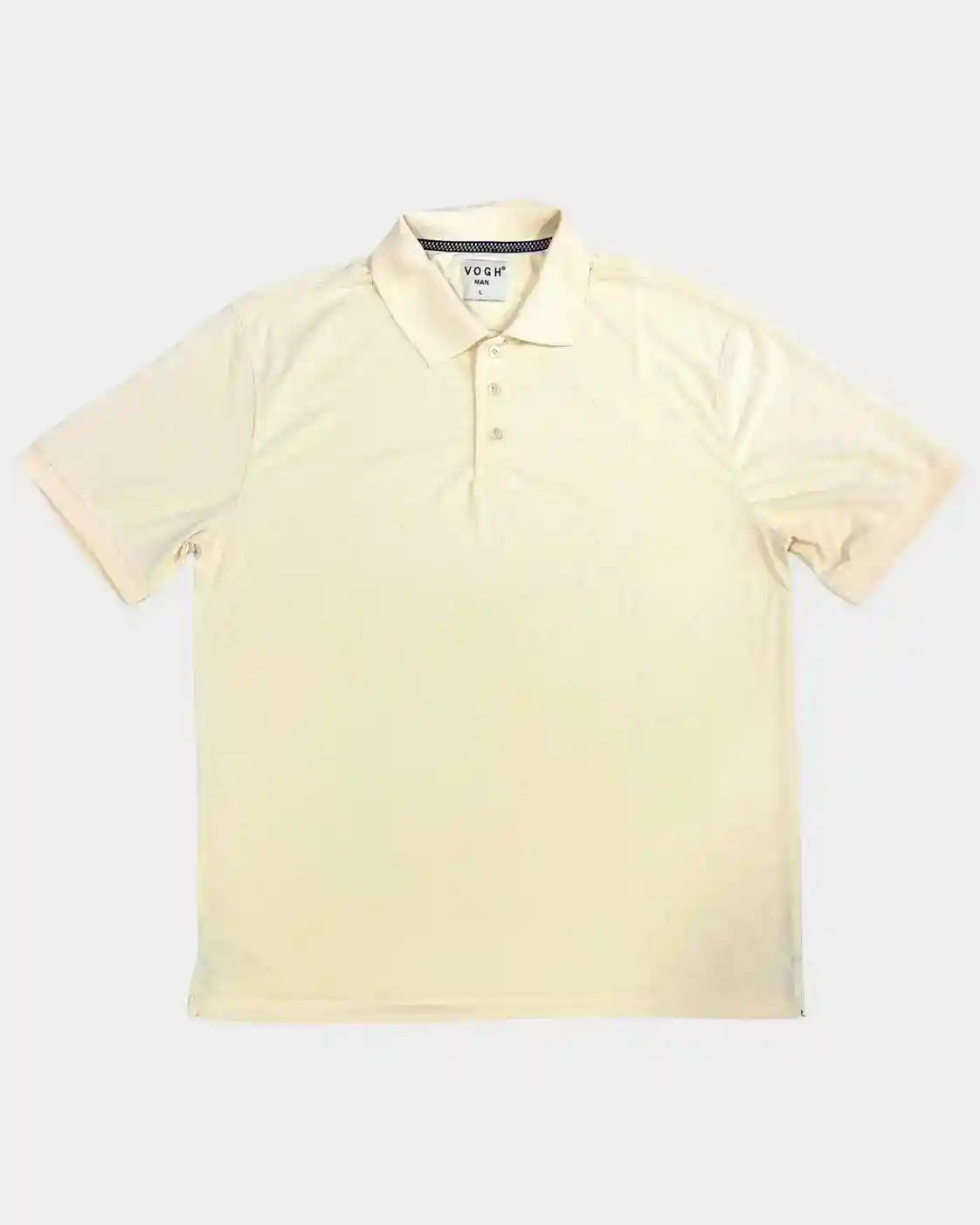 A cream-colored short-sleeve polo t-shirt