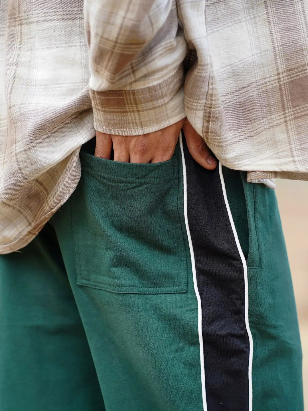 green and balck cotton jogger rack pant for men