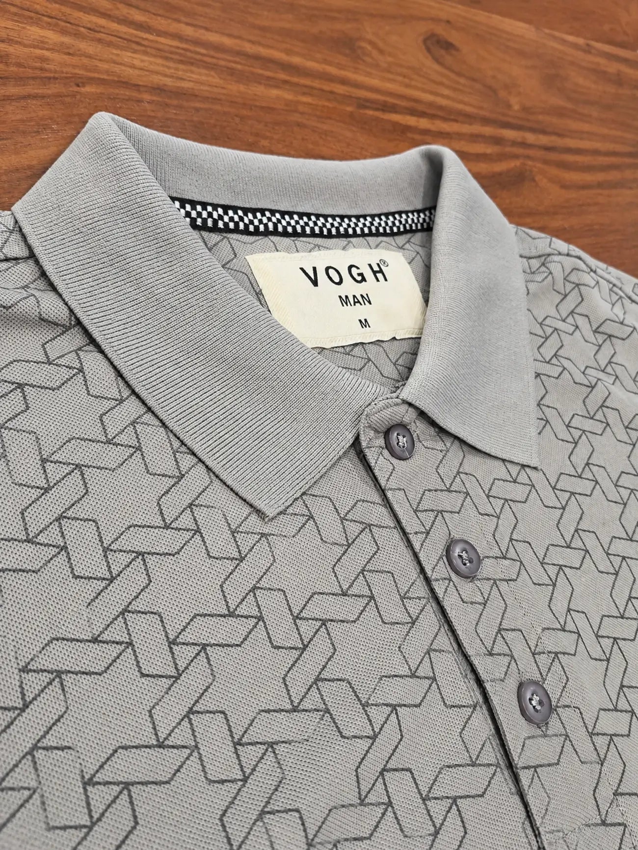 vogh grey polo t-shirt close up