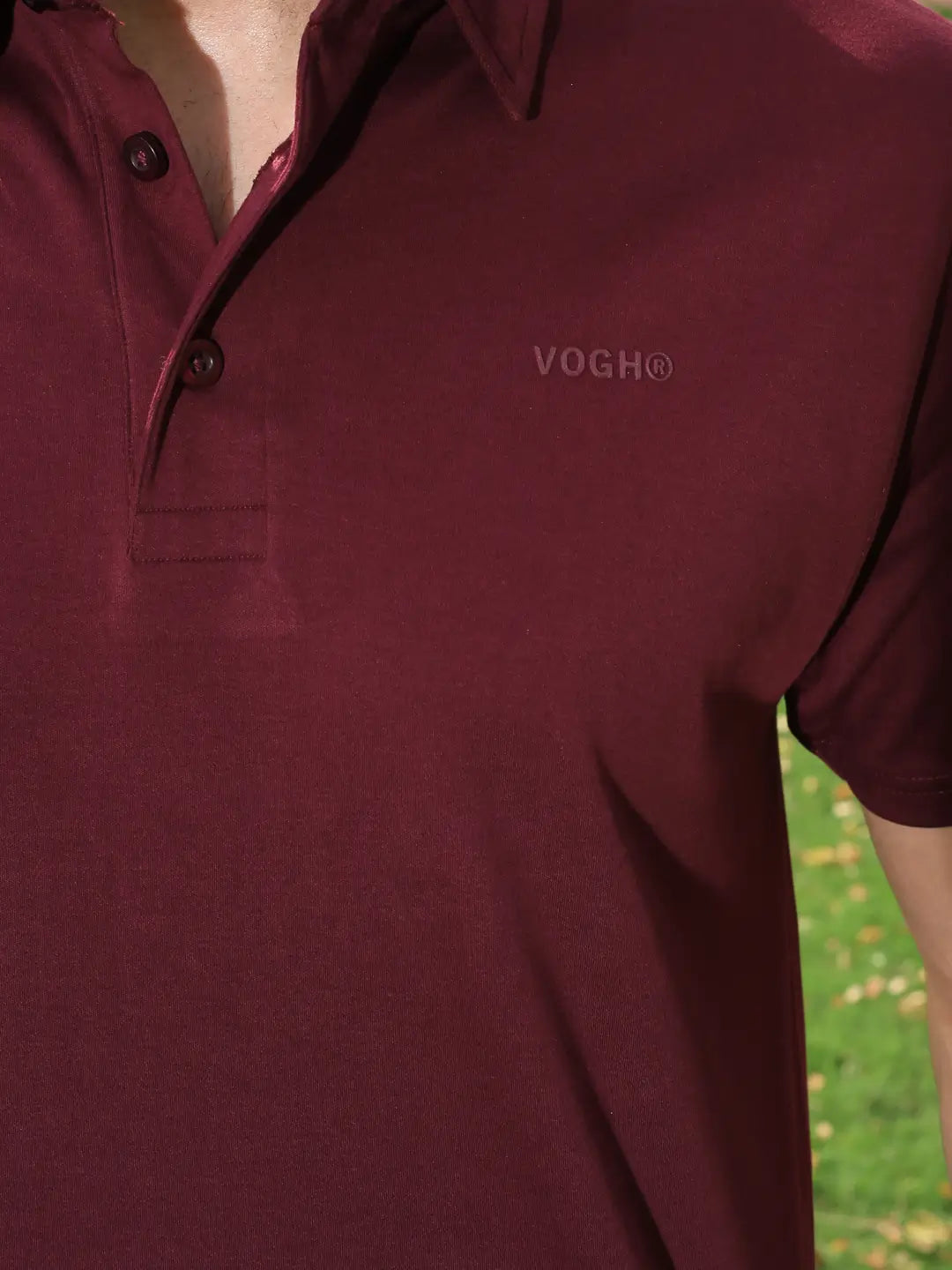 Maroon cotton polo t shirt for men