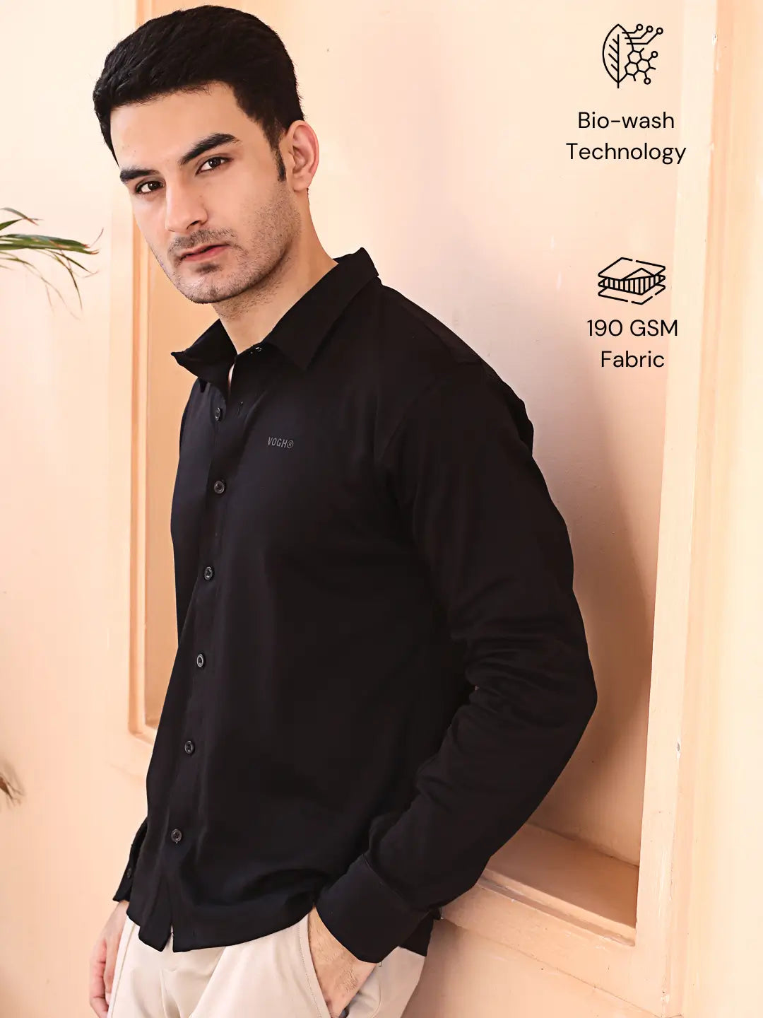 black knit shirt for men