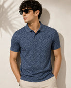 blue short-sleeve polo shirt for men