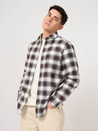 stylish oxford cotton bold maroon check shirt for men