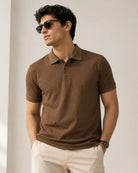 brown short-sleeve polo tshirt for men