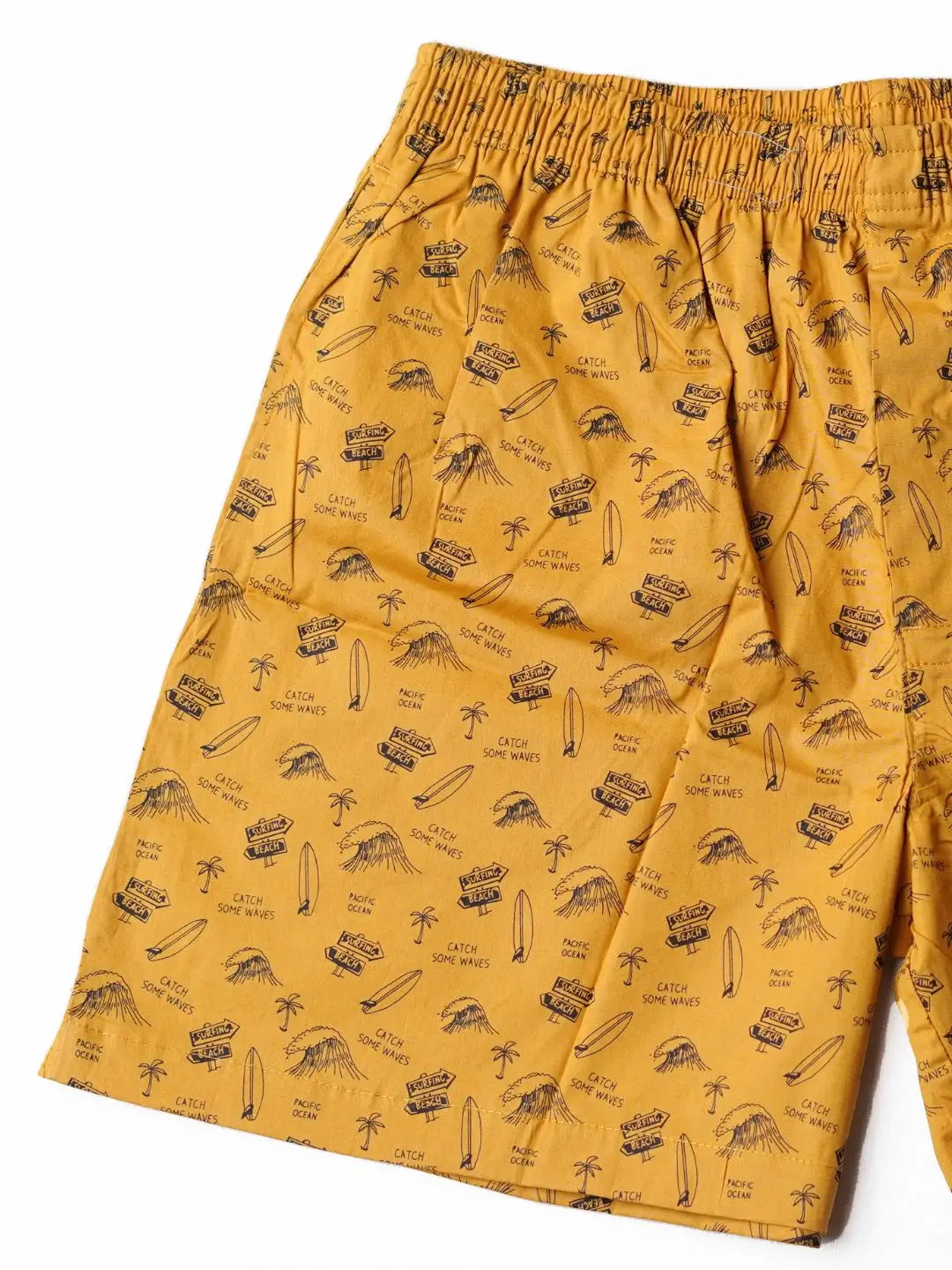 Yellow boxer shorts with black pattern