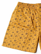 Yellow boxer shorts with black pattern