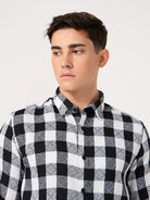 cotton black and white check shirt