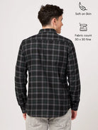 men's twill cotton grey check shirt