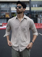pebbel grey plain shirt for men