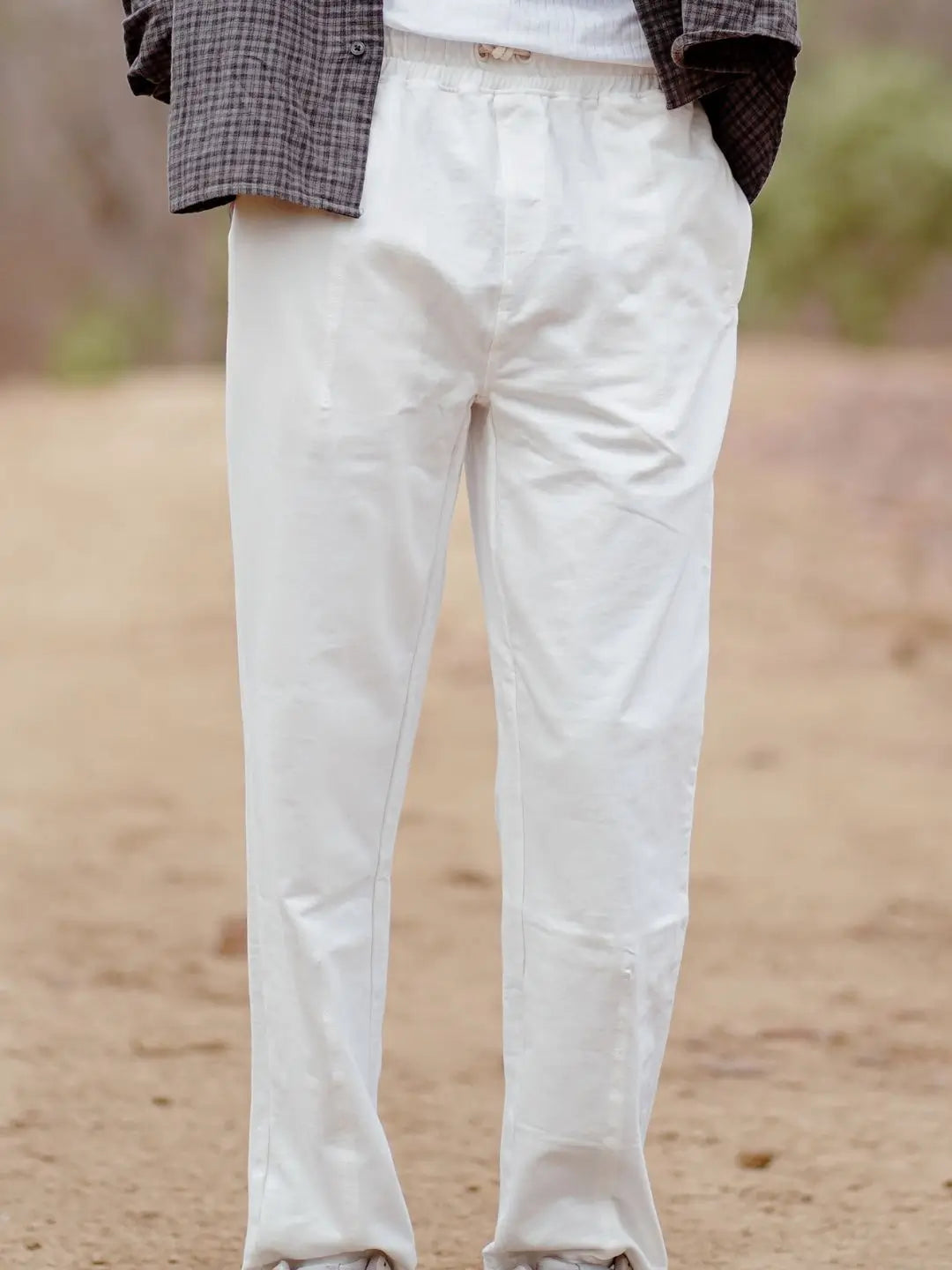 plain off white track pant for men