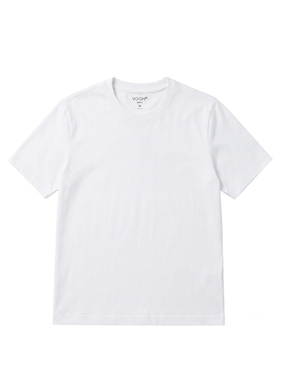 solid white short-sleeve crewneck t-shirt