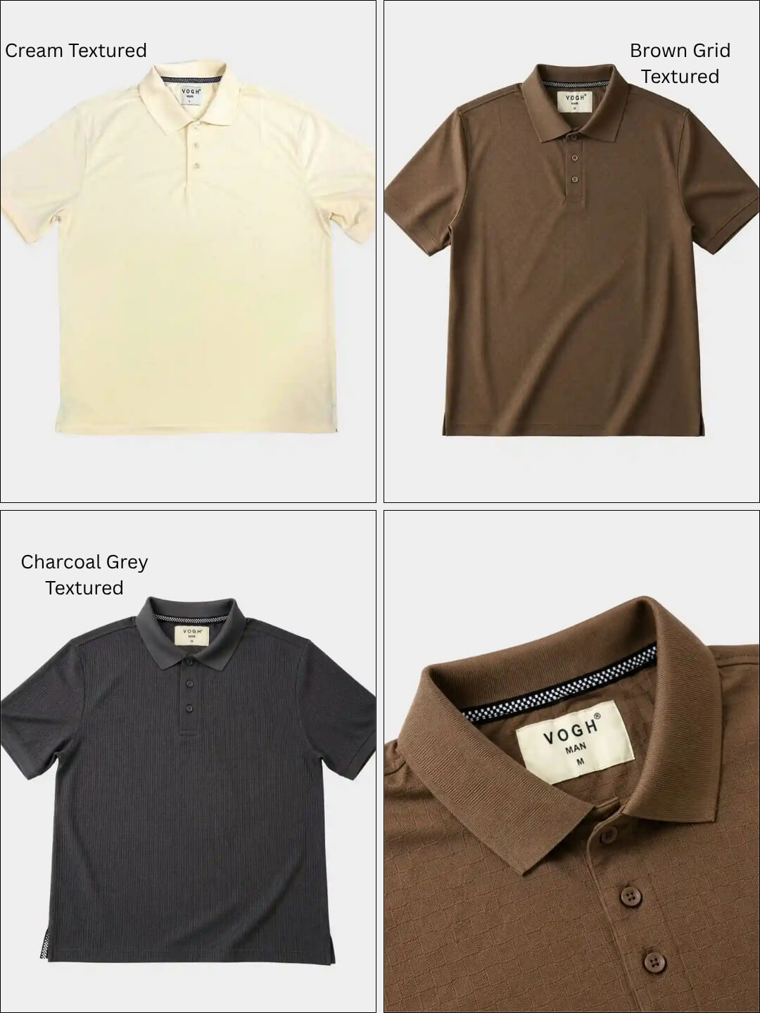 textured short-sleeve polo shirts for men