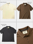 textured short-sleeve polo shirts for men