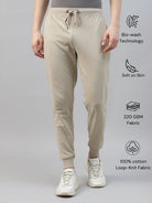 Beige rib jogger pants for men