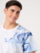 man wearing white printed t shirt