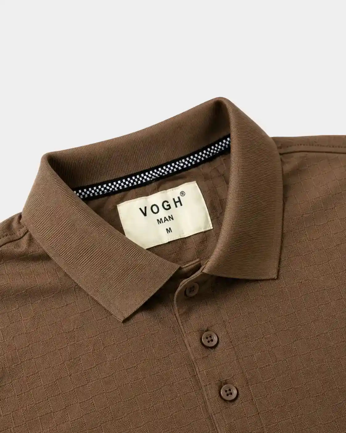 vogh brown textured polo tshirt collar