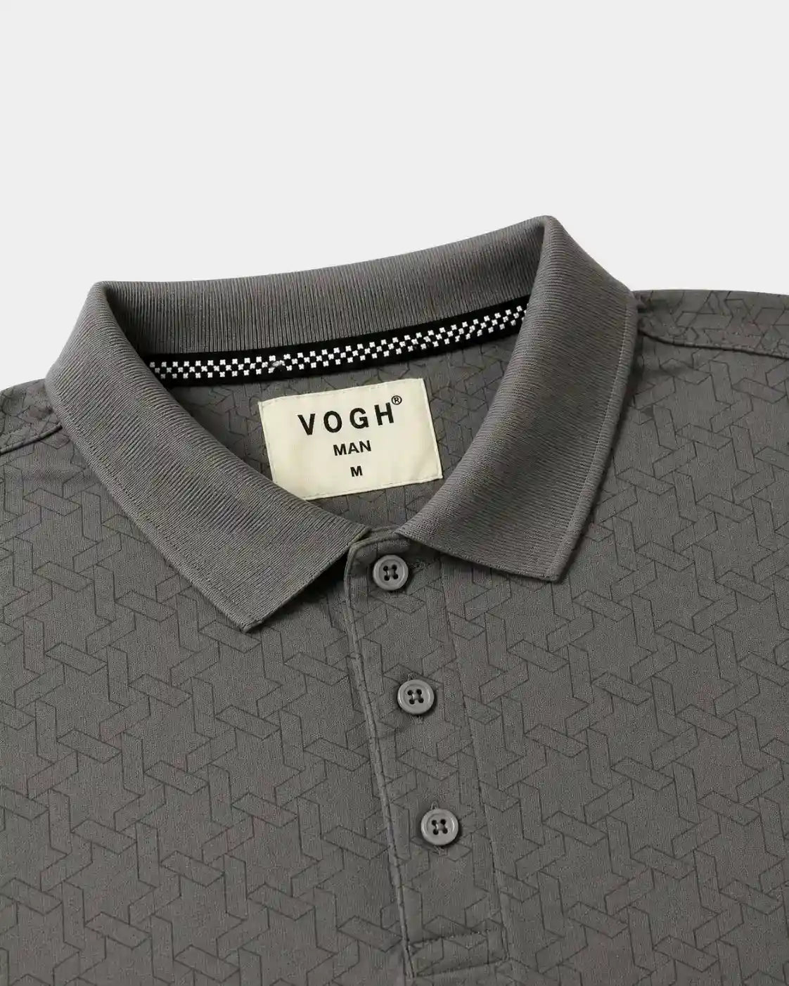 a gray VOGH polo tshirt