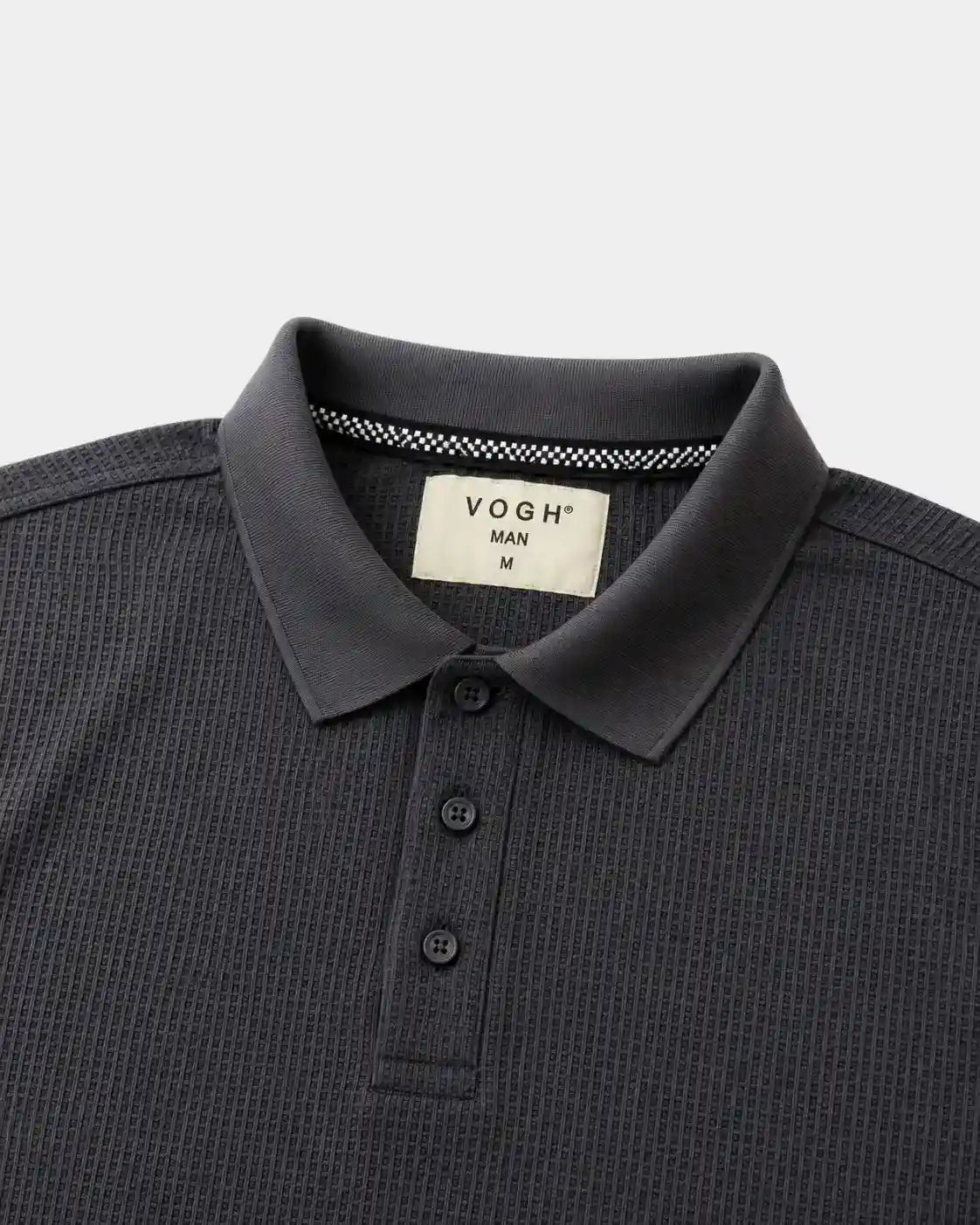 vogh charcoal gray textured polo tshirt for men