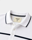 vogh white polo shirt collar with black piping trim