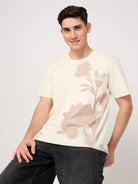 vogh beige printed t-shirt for men